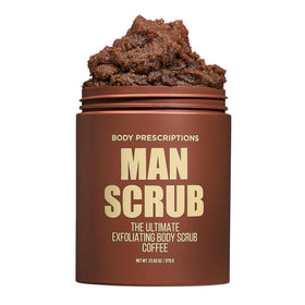 Body Prescriptions coffee scrub jar ready for exfoliation and smoother skin.