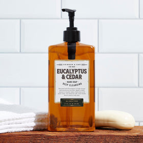 Body Prescriptions Crimson & Oak clear bottle label highlights eucalyptus cedar aroma.