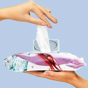 Body Prescriptions makeup cleansing wipes in use demonstrate easy removal of liner and mascara.