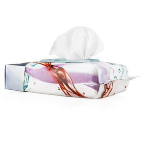 Body Prescriptions cleansing wipes close up highlights soft, never-drying texture for gentle cleansing.