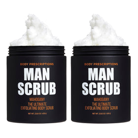 Body Prescriptions Men’s Exfoliating Scrub jar top view for a refreshing body cleanse
