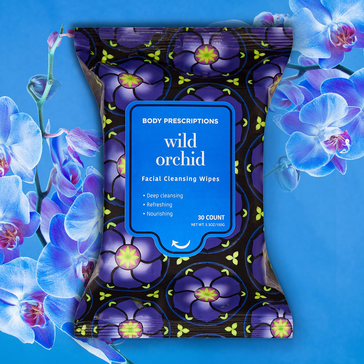 Body Prescriptions mandarin orange scent wipe offering refreshing cleanse suitable for sensitive skin.
