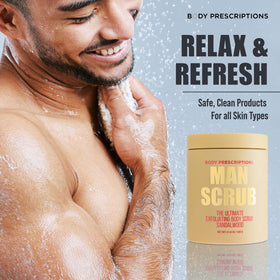 Body Prescriptions Men Exfoliating Scrub ingredients-free formula supports gentle cleansing.