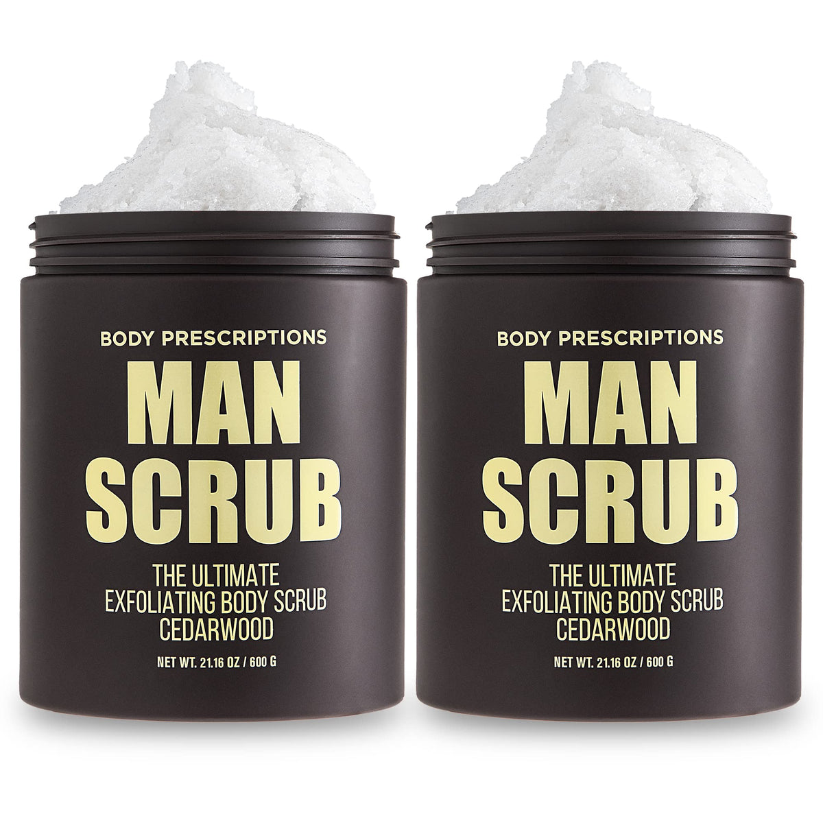 Body Prescriptions Men’s Exfoliating Scrub jar front view with twist-top for easy use