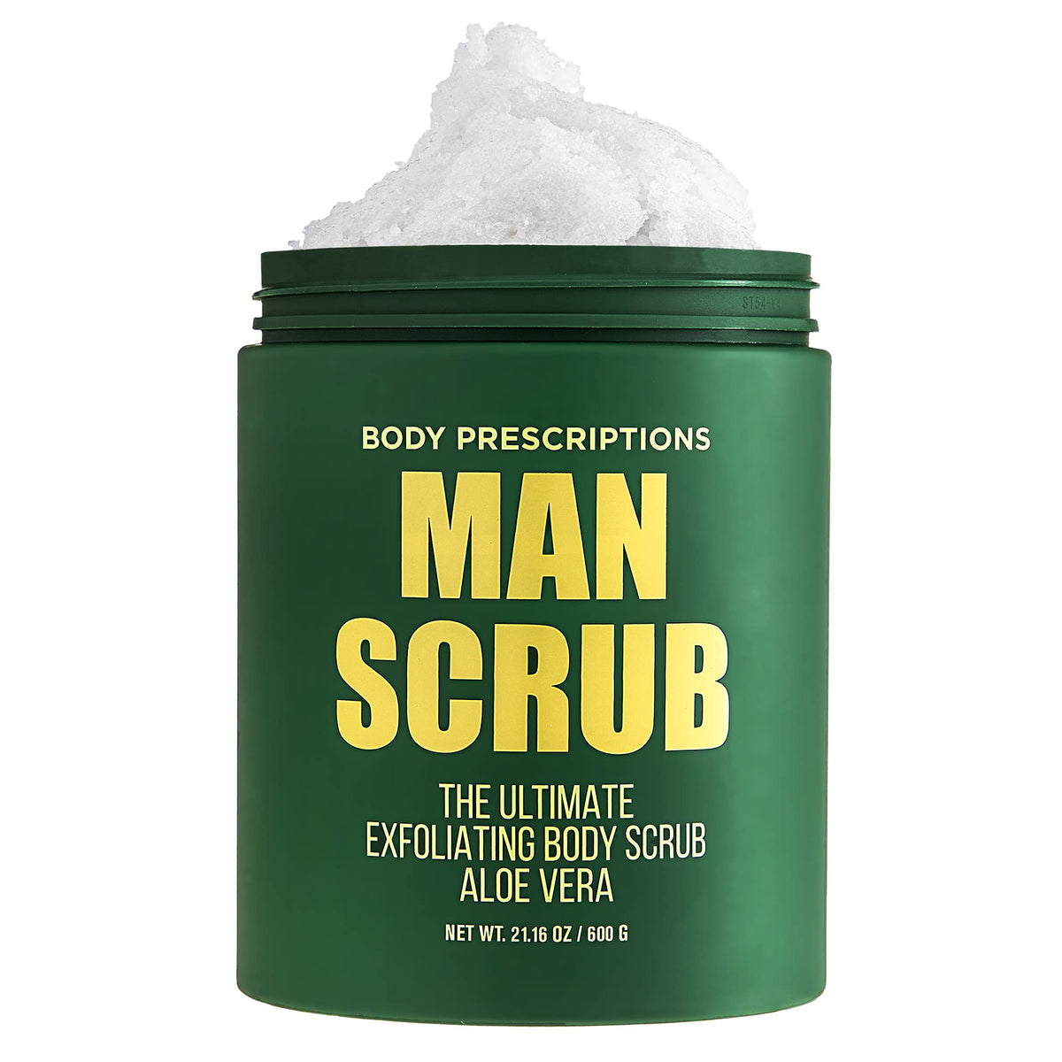 Body Prescriptions Men’s Exfoliating Scrub jar twist-top for a refreshing cleanse.