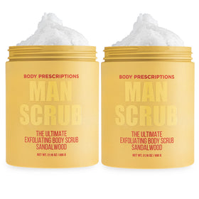 Body Prescriptions Men’s Exfoliating Scrub jar with twist-top lid for a deep cleansing experience