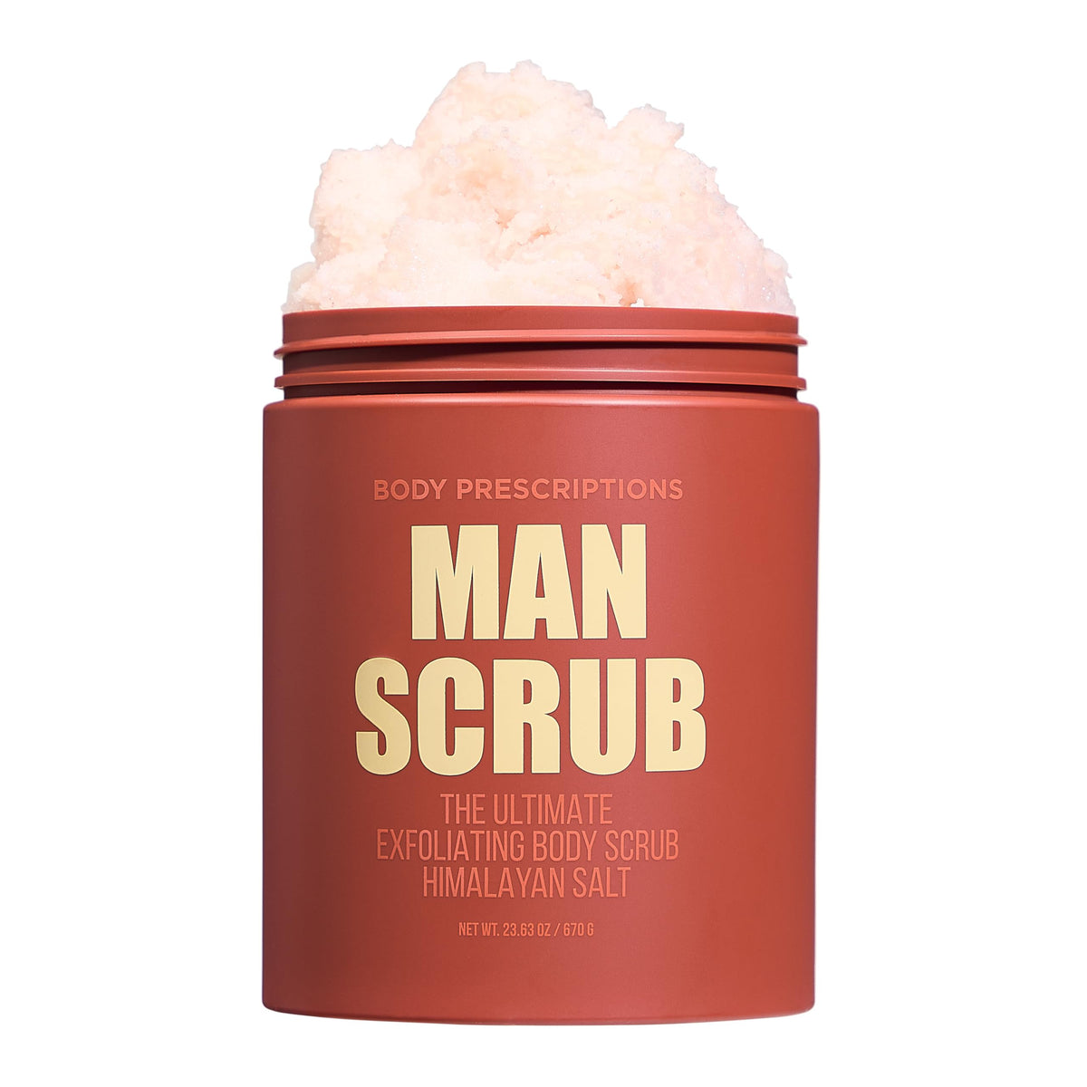 Body Prescriptions Men's Exfoliating Scrub jar shown for deep cleansing and exfoliation.