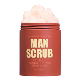 Body Prescriptions Men's Exfoliating Scrub jar shown for deep cleansing and exfoliation.