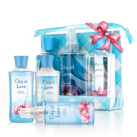 Bodybeau City of Love Spa Set shower gel bottle, hydrating formula for silky skin.