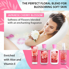 Bodybeau shower gel bottle with Japanese Cherry Blossom scent for refreshing cleanse.
