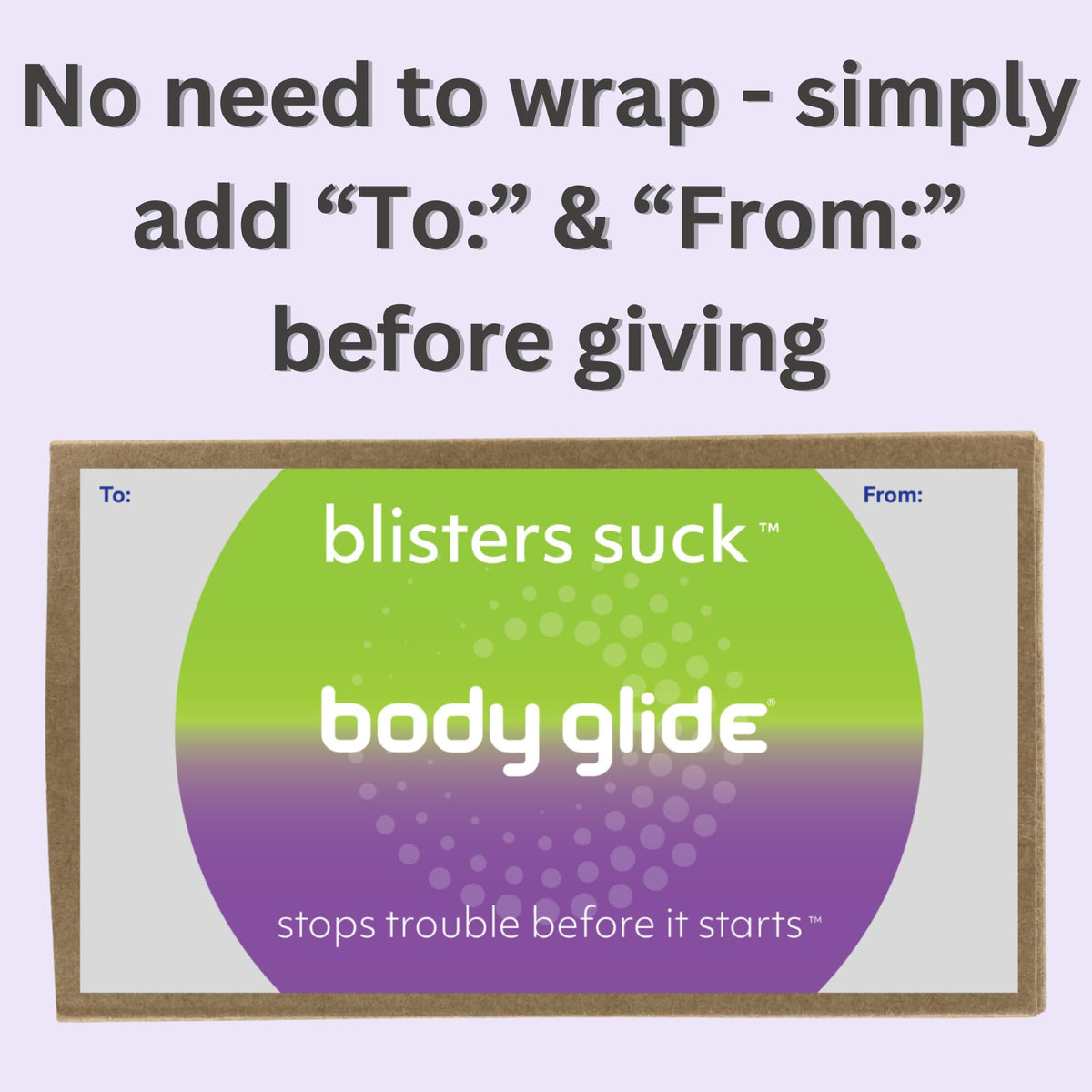 BodyGlide Foot Glide balm stick softens skin and reduces rubbing.