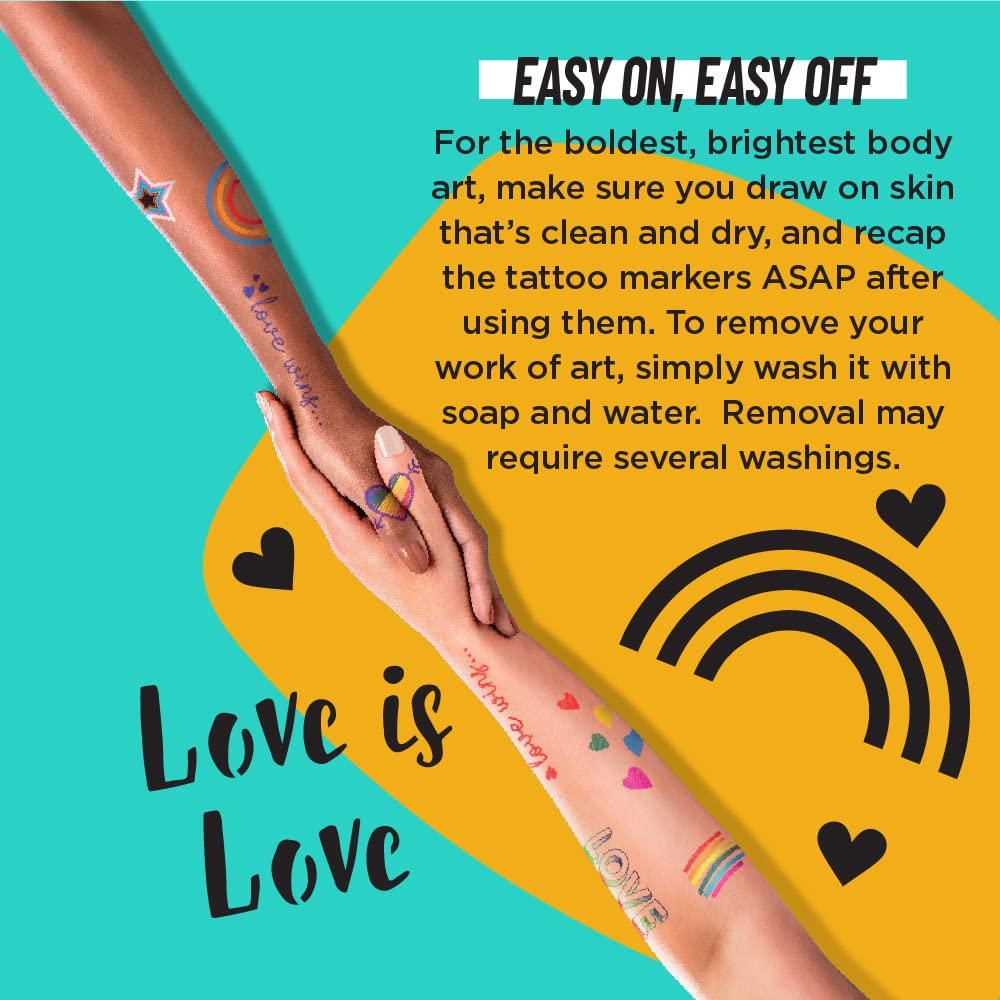 BodyMark by BIC; family-friendly for all ages seeking fun, non-permanent art.