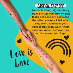 BodyMark by BIC; family-friendly for all ages seeking fun, non-permanent art.