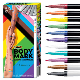 BodyMark by BIC Pride Pack; flexible brush-tip for bold skin art.