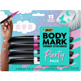 BodyMark Party Pack brush-tip markers deliver bright, skin-safe colors for temporary body art.