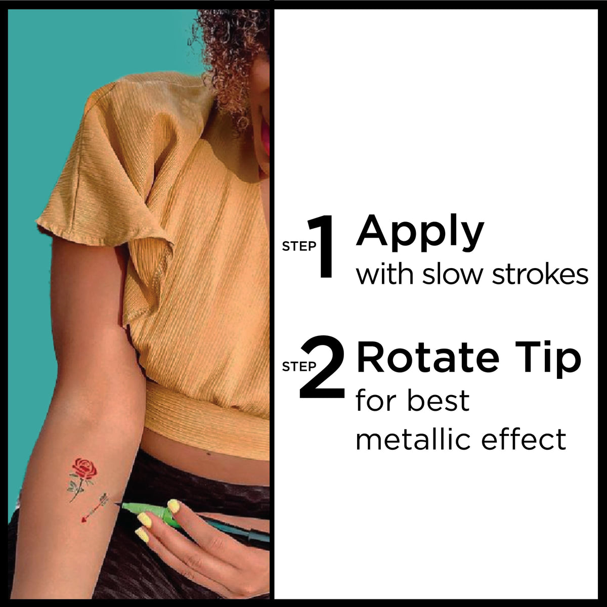 BodyMark dries quickly to reduce smudges during events.