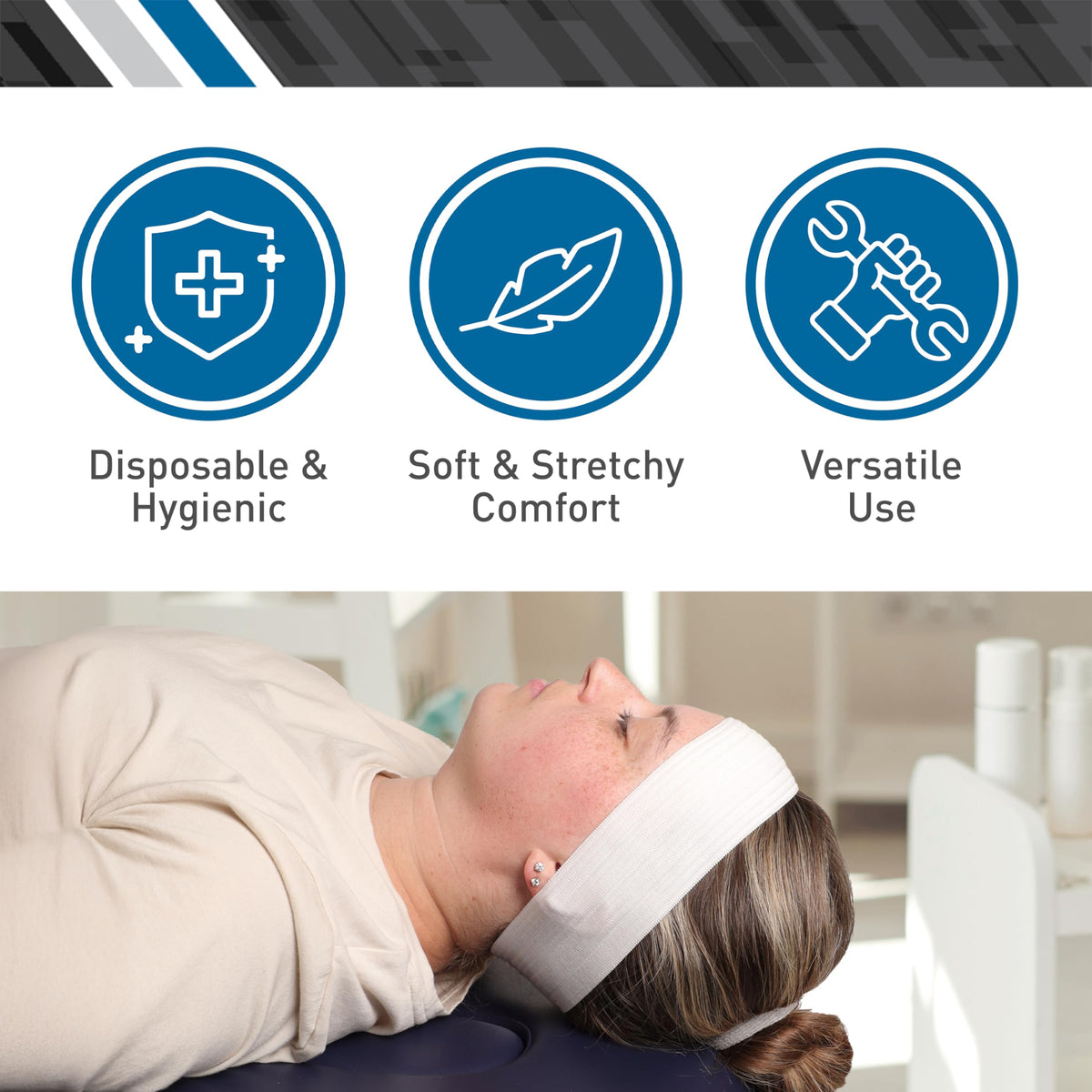 BodyMed headband closure close-up demonstrates secure, adjustable fit.