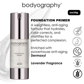 Primer applied on skin demonstrates smoothing and even base