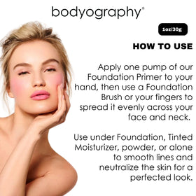 Vegan and gluten-free label displayed on Bodyography primer packaging