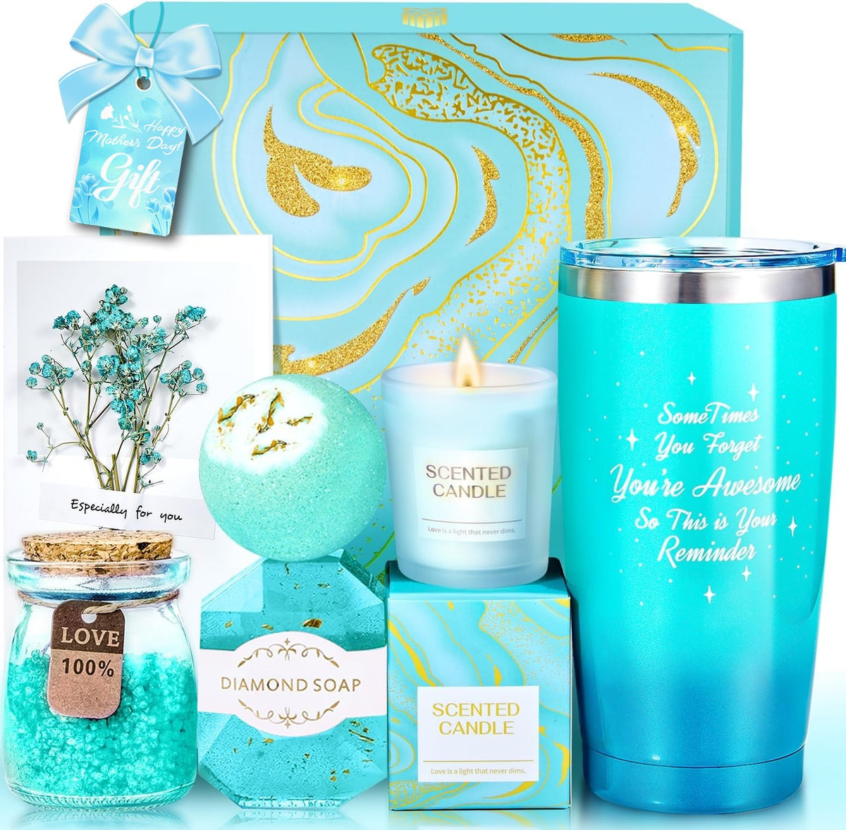 BodyRefresh gift basket with heart motif box, ideal for Mother's Day.