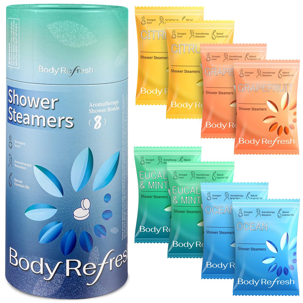 BodyRefresh eucalyptus mint shower steamer for a refreshing morning ritual.