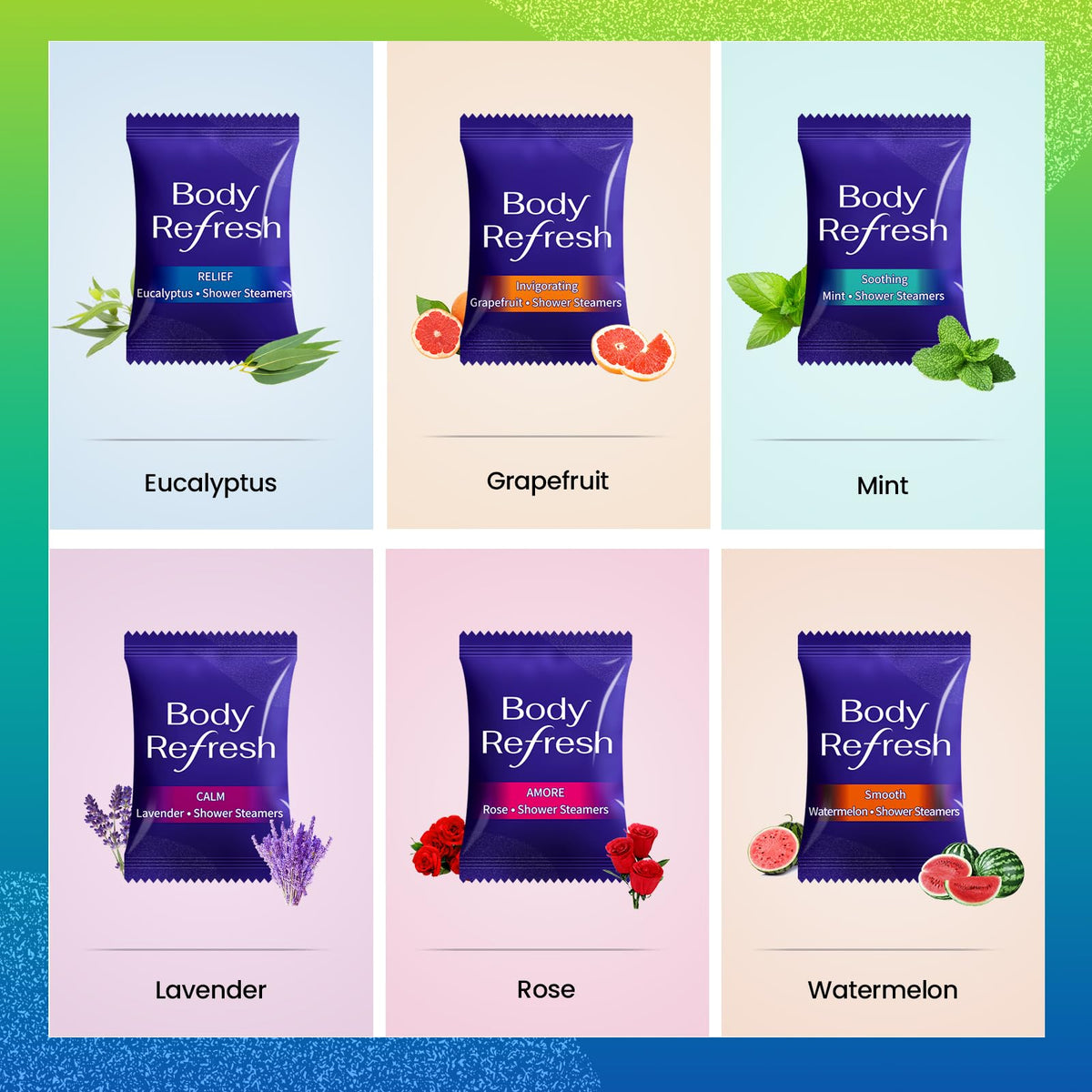 BodyRefresh shower steamers rose adds luxurious floral notes for pampering moments.