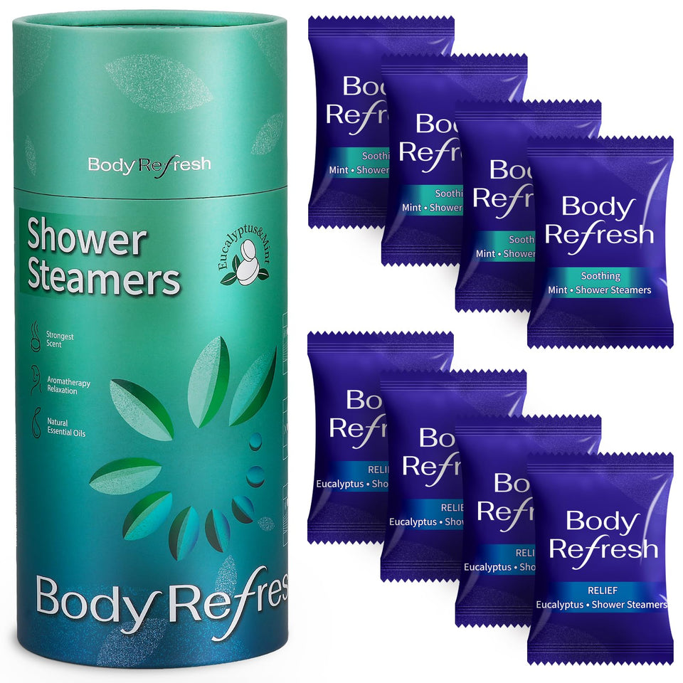 BodyRefresh mint-eucalyptus 8-pack shower steamer for a spa-like morning