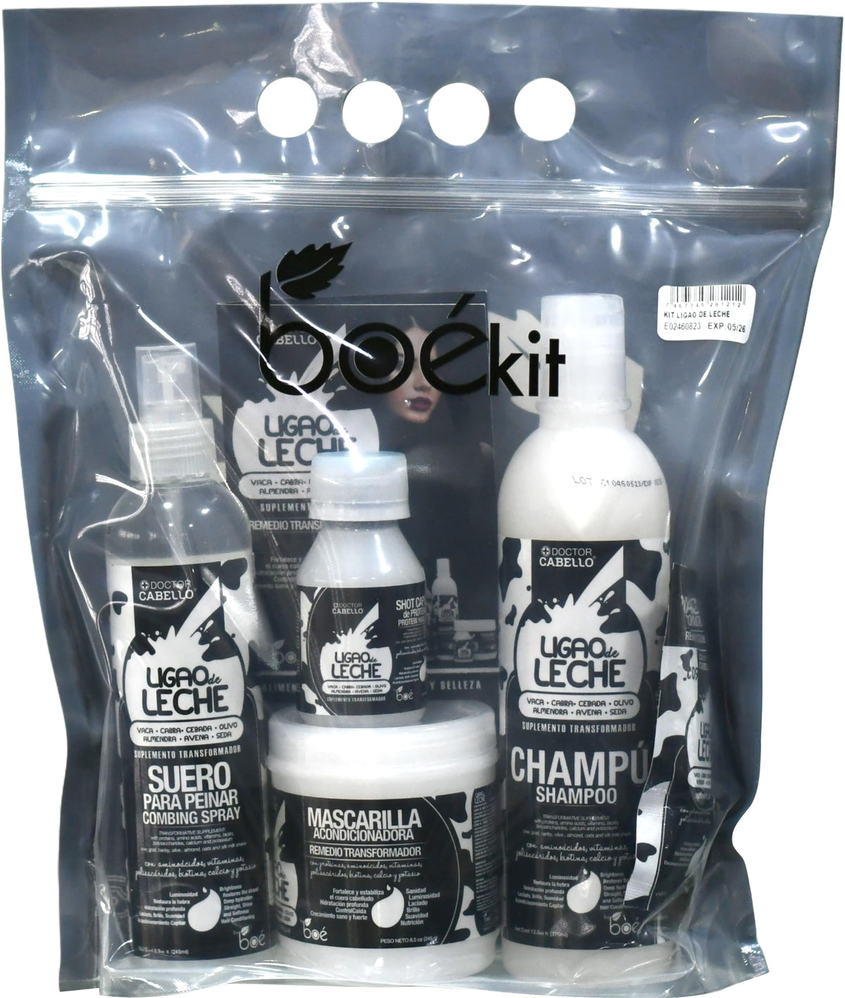 BOÉ COSMETICS Milk Protein Shampoo bottle showing a nourishing cleanse for damaged hair.