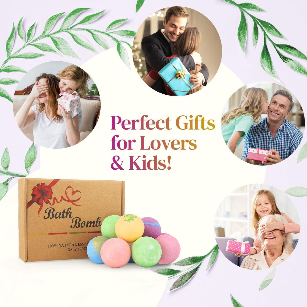 BOENFU Gift-Wrapped Bath Bombs for birthdays and occasions