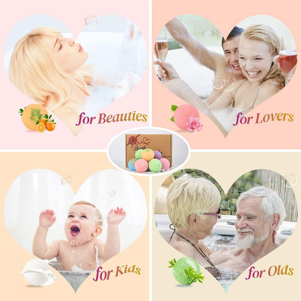 BOENFU Bath Bombs Vanilla Rose Aroma for a soothing soak