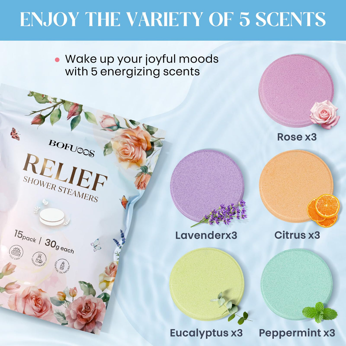 Bofuoos rose scent shower steamer for a luxurious ritual