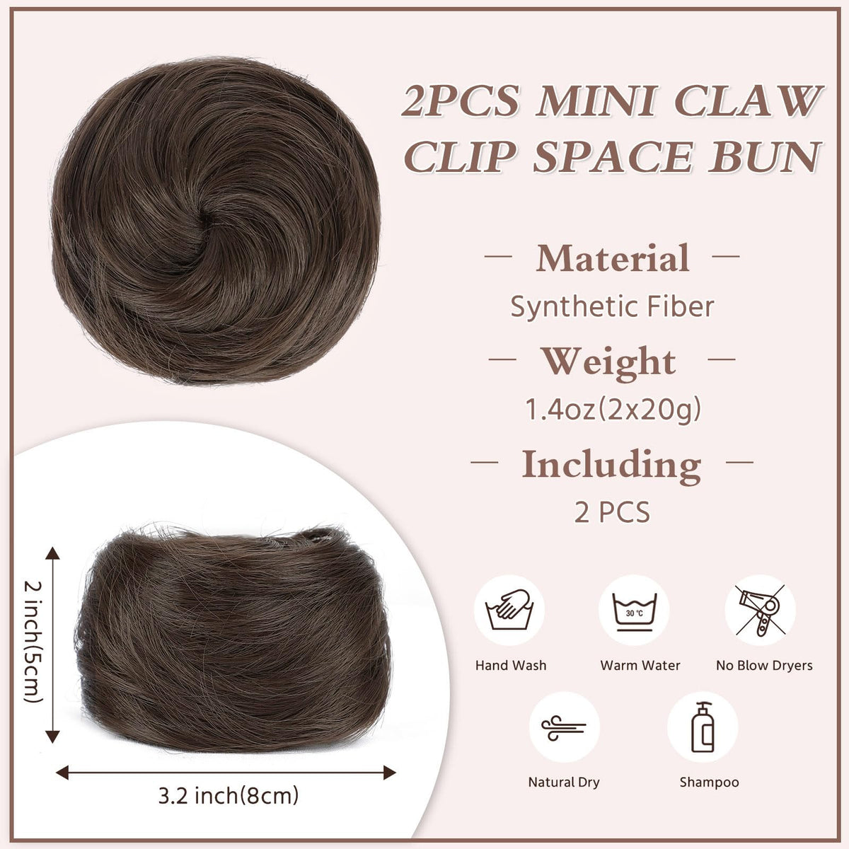 BOGSEA Mini Claw Clip Space Bun keeps the bun securely in place.