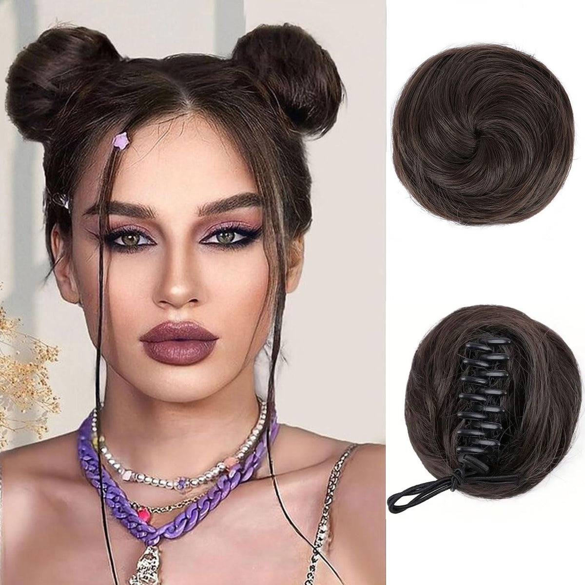 BOGSEA Space Buns Hair Pieces clip blends naturally with your hair for effortless daily styling.