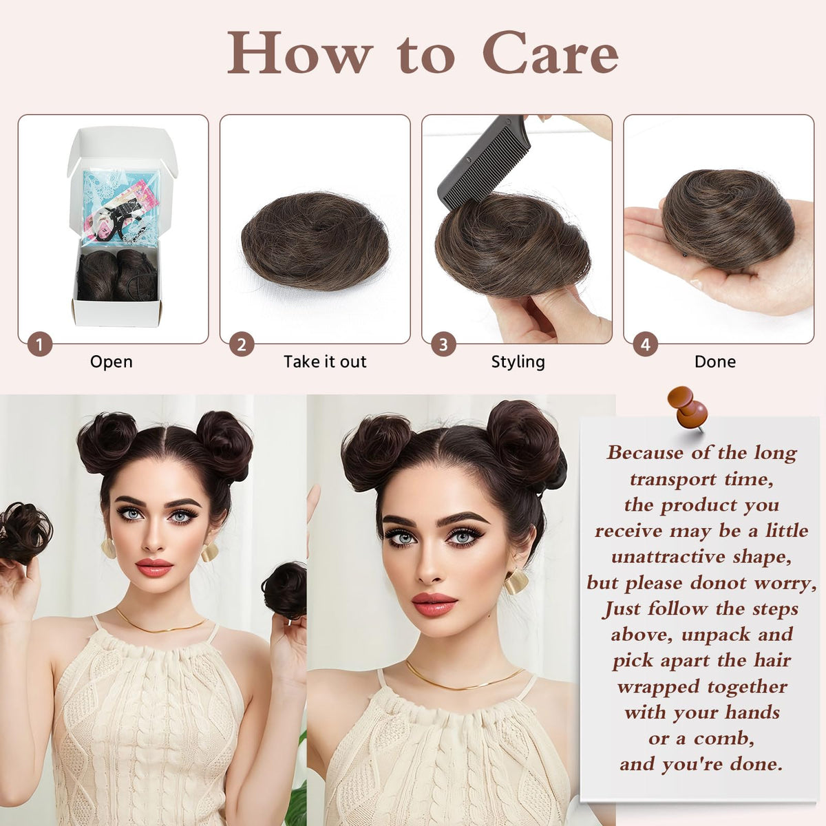 BOGSEA Updo Hairpieces 2pcs offer quick, versatile styling options.