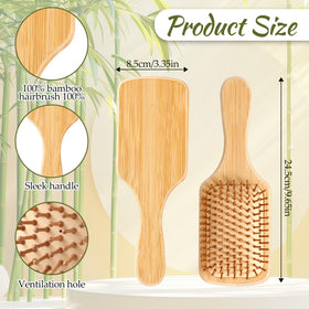 BOHUIZ bamboo hair brush close-up of ball-tipped bristles for gentle detangling