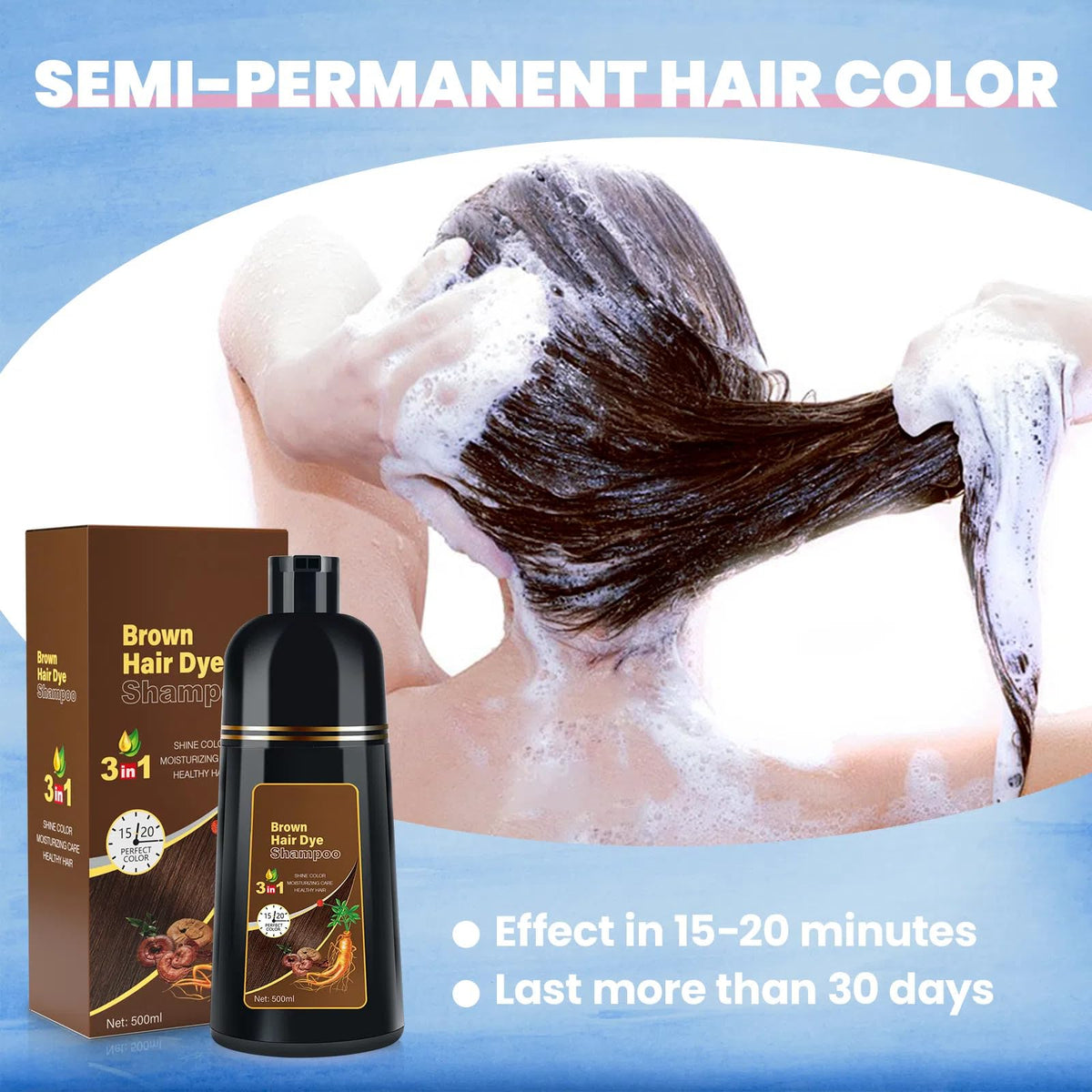 BOJICA Hair Color Shampoo kit includes cape gloves and hat for mess-free use