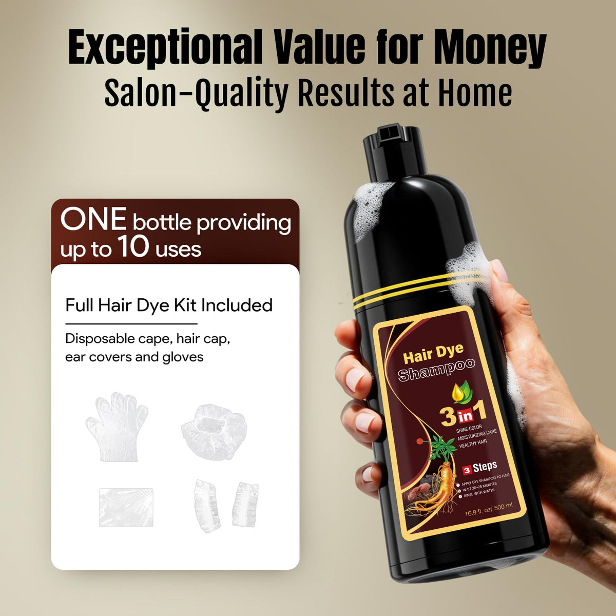 BOJICA MEIDU 3-in-1 dye shampoo in action on hair
