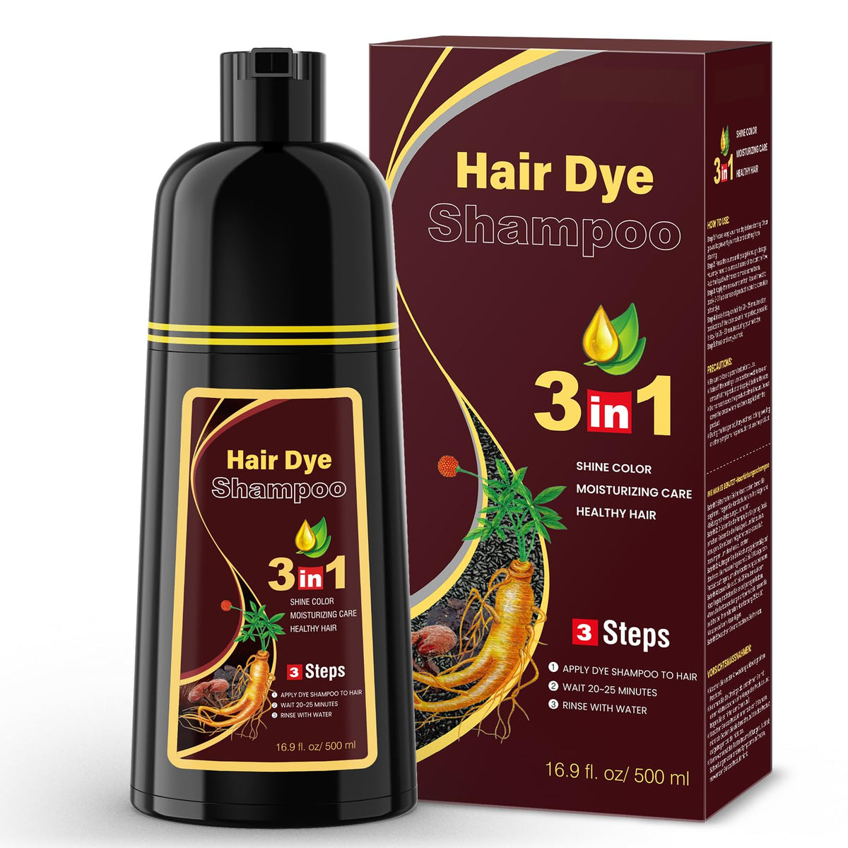 BOJICA MEIDU dark brown dye shampoo bottle designed for gray coverage