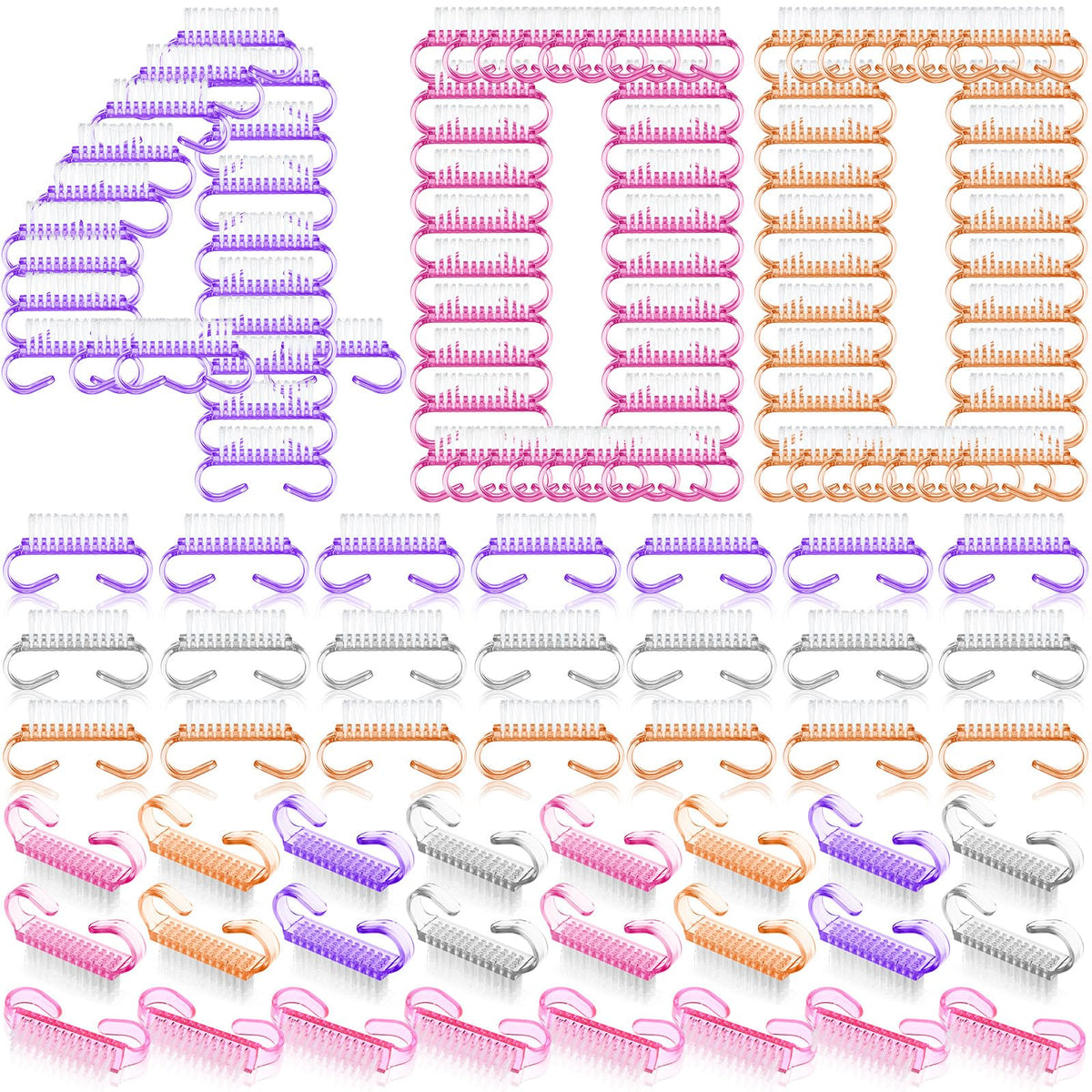 Bokon 400-pcs handle-grip nail brush set for bulk home use and replacement