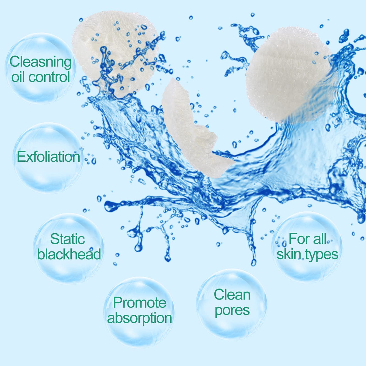 Bokon loofah face pad moisture activation for soft cleansing when wet.