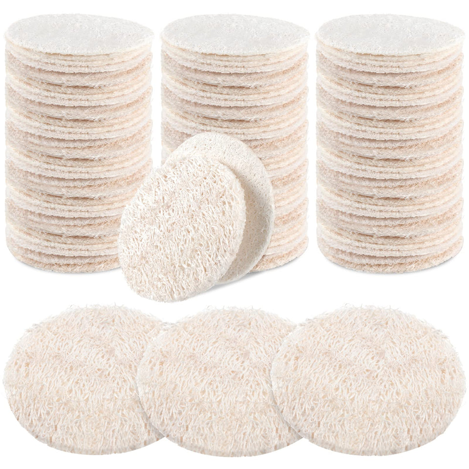 Bokon loofah face pad round 6cm for gentle exfoliation.