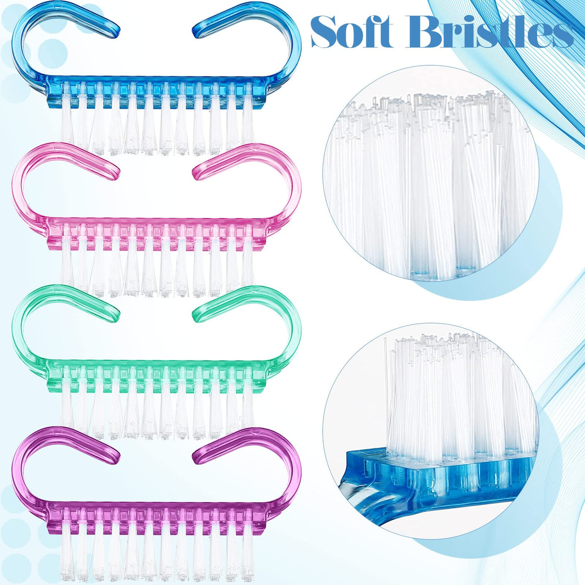Bokon nail brush durable plastic handle resists bending during use.
