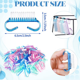 Bokon nail brushes multicolor bristles for gentle scrubbing.