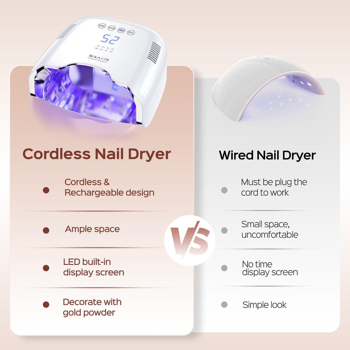 BOLASEN metal-base provides stable manicure support.