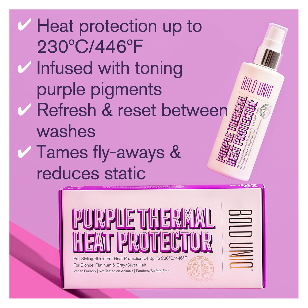 Purple pigments providing thermal shield on hair