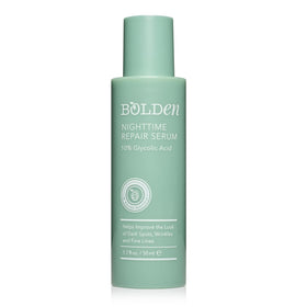Bolden Nighttime Repair Serum bottle ready for nightly use, promoting even tone