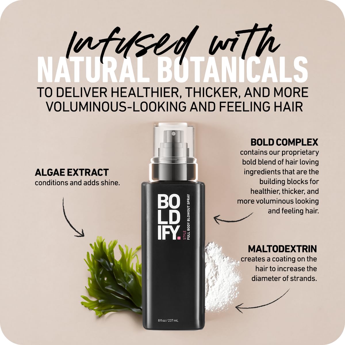 Boldify Full Body Blowout Spray adds volume without stiffness or crunch.