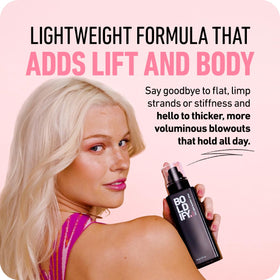 Boldify Full Body Blowout Spray leaves hair silky, movable, and softly textured.