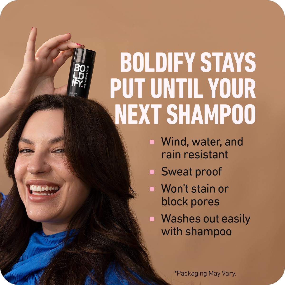 Boldify Hair Fibers 28g compact bottle for convenient daily use