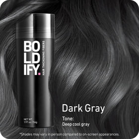 Boldify Hair Fibers application close-up showing easy blend and coverage.